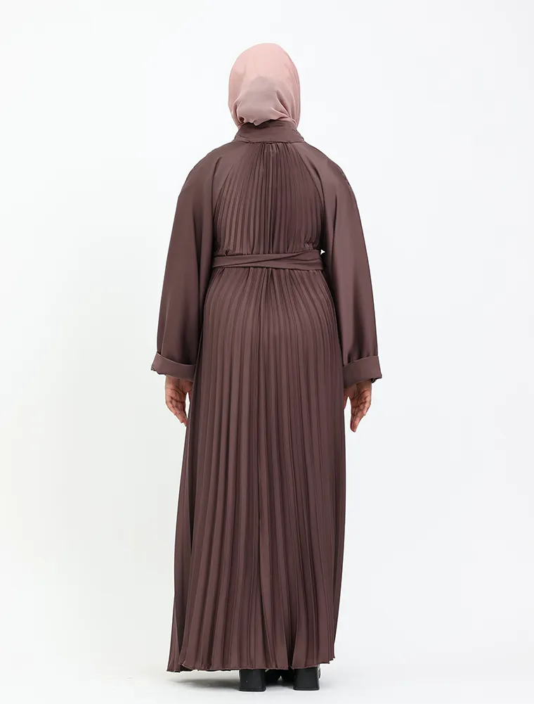 Girls Mauve Pleated Silhouette Abaya